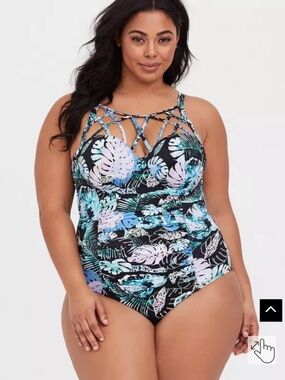 ☀️SUMMER Ready☀️Torrid Tropical Slim Fix Push-Up One-Piece Swimsuit sz 3X